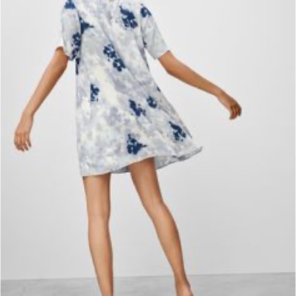 Wilfred Aritzia Short Sleeve Grey Blue White Ice Dye T-Shirt Dress - Picture 3 of 8